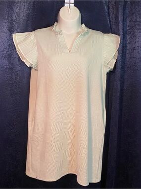 Simply Southern Women’s Light Mint Textured Ruffle Sleeve Shift Dress XL